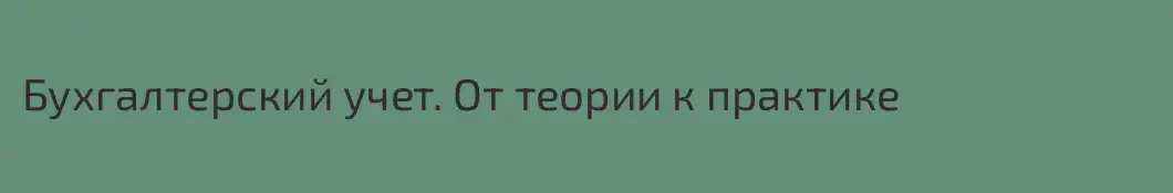 Бухгалтерский учет. От теории к практике